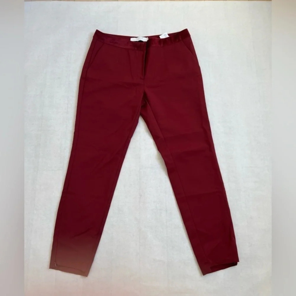 YaYa Maroon Red Streight legs Pants Ankle Crop Trousers Size US 8 EU 38 New